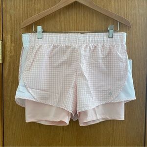 RBX • NEW! Pink & White Checkered X-Dri Shorts with Built-in Bike Shorts Lining